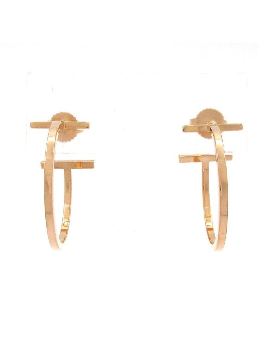 Tiffany & Co Earrings T Wire Hoop Medium 18k Pink Gold